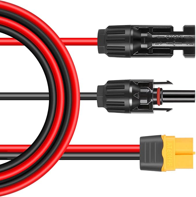 12AWG XT60 to MC-4 Solar Charging Cable 10FT IP67 Waterproof - 30A High Current Adapter for EcoFlow Power Stations (RV/Camping/Emergency)