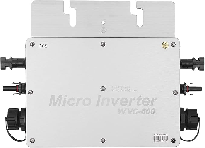Solar Grid Tie Micro Inverter 600W 120V Waterproof Inverters Solar Powered Reversing Converter Aluminium Alloy Inverters w/AC Connection Cable for Schools Power Stations Homes