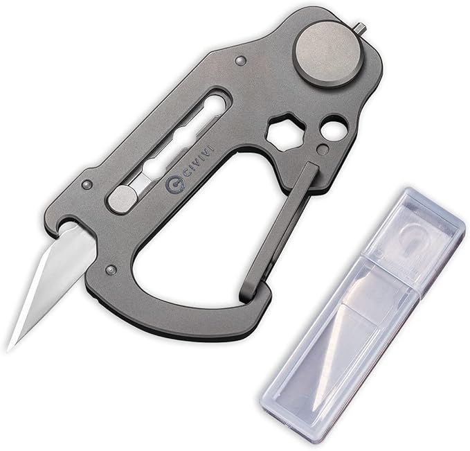 CIVIVI Polymorph Titanium Carabiner Multi-Tool with Utility Blade Bottle Opener Screwdriver C20045-1