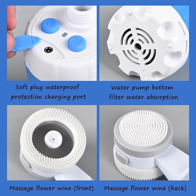 Portable Camping Shower with Adjustable Flow–for Easy &amp Convenient Outdoor CleaningUpgrade Rechargeable Electric Shower Pump with Intelligent Multiple Spray Modes for CampingHikingTraveling