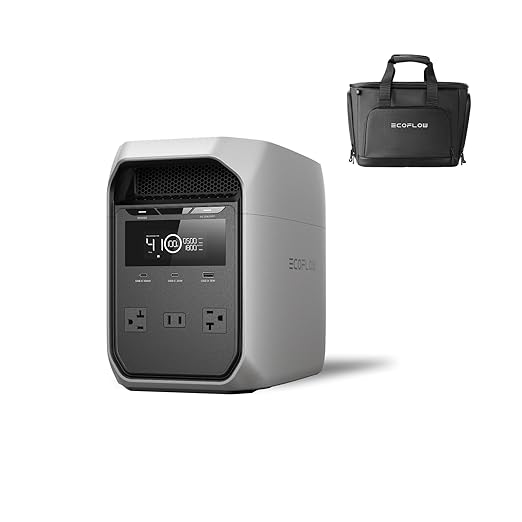 EF ECOFLOW Portable Power Station Delta 3 Classic with Waterproof Bag 1024Wh LiFePO4 Battery 1800W AC/100W USB-C Output 1 Hr Fast Charge Solar Generator for Home Backup Outdoor &amp RVs