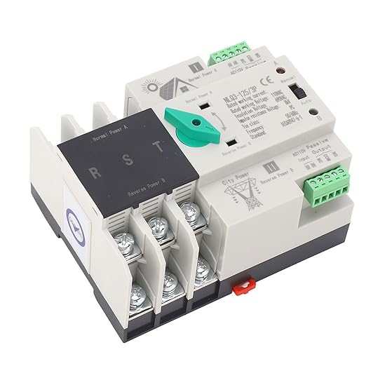 3P 110VPower Automatic Transfer Switch 100A Din Rail Type Mini ATS Backup Emergency Power Electrical Selector Generator Changeover Switch