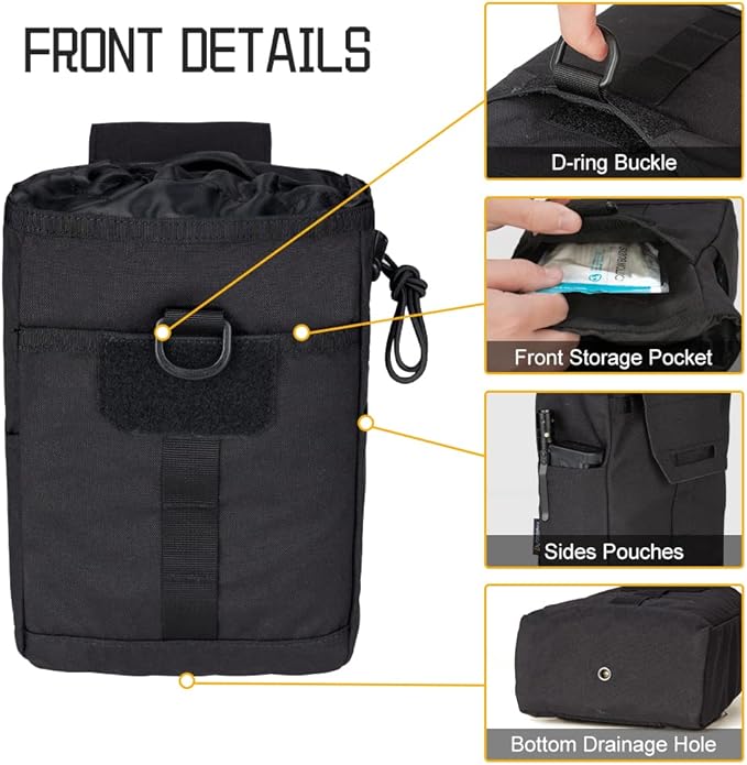 IDOGEAR Molle Dump Pouch Tactical Pouches Roll-up Drawstring Mag Pouches Foldable for Battle Belt Vest Plate Carrier Backpack Utility Folding Dump Pouch Waist Bag