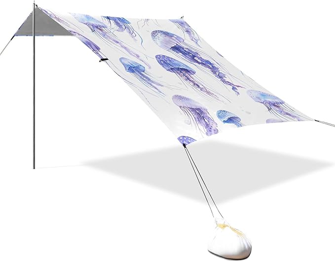 ALAZA Jellyfish Watercolor Hand Drawn Beach Tent Sun Shelter Portable Canopy Sunshade for Outdoor Camping Picnics Backyard Fun 10x9 ft