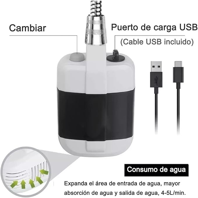 Naroote Portable Outdoor Shower Camping Shower Portable Shower Portable Shower ABS Electric Battery Powered Camping Shower Pump for Outdoor Use