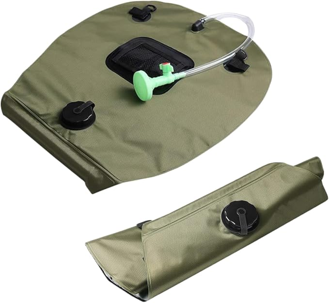 UPKOCH Portable Camping Shower Bag Solar Water Storage with Shower Nozzle for Outdoor Activities for Hiking Beach Fishing and Picnics Olive Green