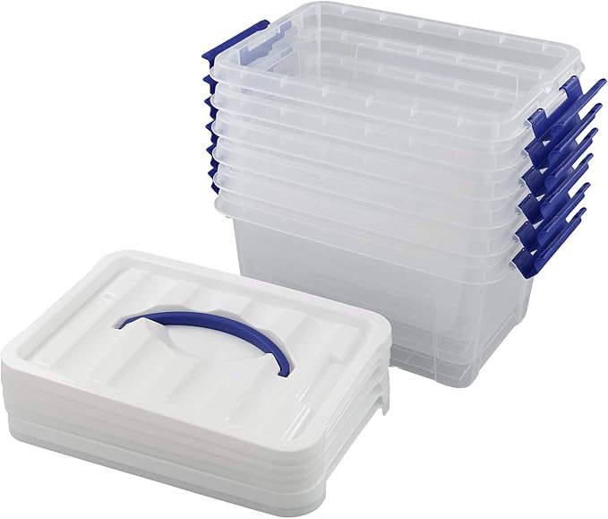 6-Pack Storage Box Tote Plastic Organizer Bin with Latching Handle 6 L