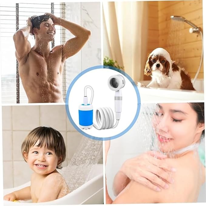 Portable Camping Shower with 5000mAh Battery USB Rechargeable Outdoor Shower Pump with Adjustable Water Flow &amp 4 Modes Quiet Compact Shower Kit for Hiking Pet Travel Beach