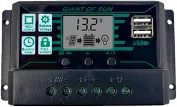 Solar Charge Controller 150A 100A 60A 50A 30A 20A 10A MPPT PWM Solar Char Controller 12V 24V LCD Display 2 USB Port Solar Panel Battery Regulatorfor Solar Panels(100A)