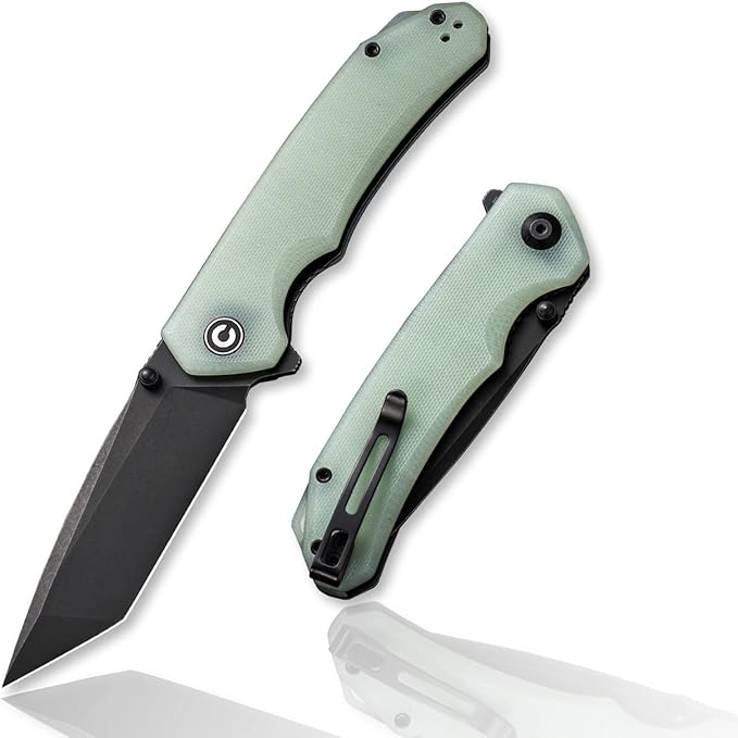 CIVIVI Brazen Folding Pocket Knife3.5-Inch Tanto D2 Plain BladeG-10 Outdoor Camping Hiking Knife with Thumb Studs and Flipper OpenerUnique Tool Gift for EDC Men Women C2023E