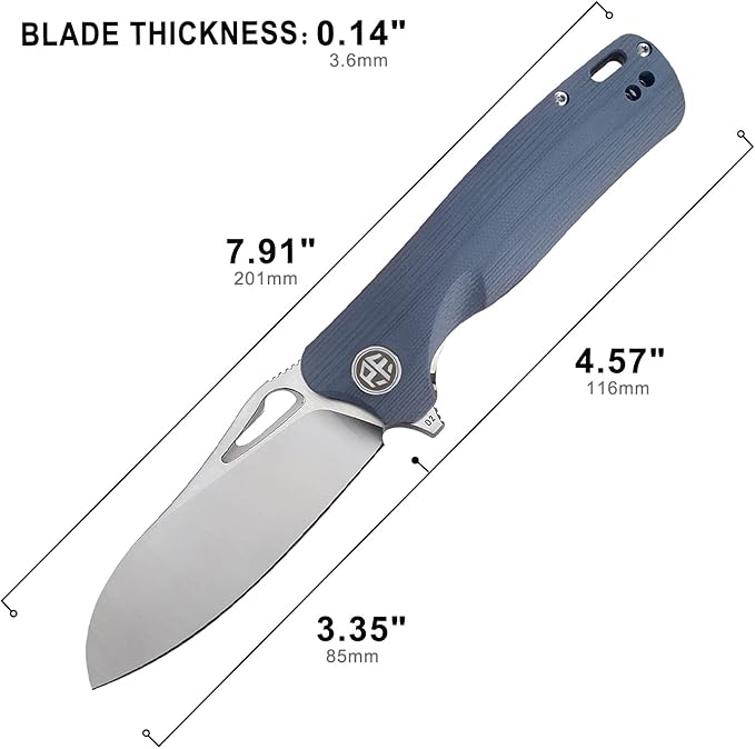 Petrified fish PF868 Bunta3.35 D2 Satin Blade146g G10 Handle Flipper Folding knife (Gray G10 Satin)