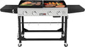 Royal Gourmet GD401 Portable Propane Gas Grill and Griddle Combo with Side Table | 4-Burner Folding LegsVersatile Outdoor | Black 66 Inch
