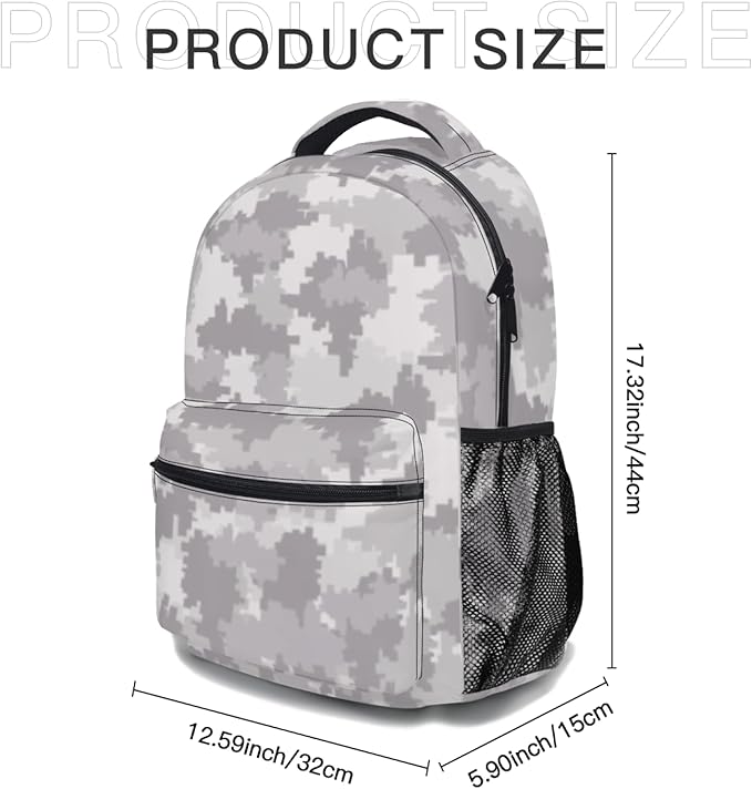 Boys Camo School Backpack Tactical Style Lightweight Bookbag 17.32 x 12.59 x 5.9 Inch for Ages 10 to 14 Middle School Students Durable Backpack for Back to School Daily Use