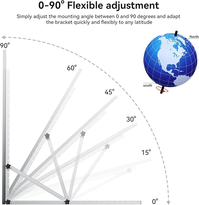 Upgraded 47in 2 Sets Adjustable Solar Panel Tilt Mount Brackets Foldable Tilt Legs Support 100 200 300 400 500 Watt Solar Panels 4-8Pcs Solar Panel Stand for Roof Off-Grid RV and Boat