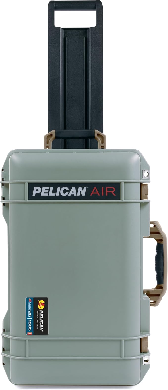 Pelican Air 1535 Carry-On Sage Green - Medium Size Waterproof Case with TrekPak Kit &amp Combo Lid Organizer - Dark Desert Dirt Handles &amp Latches
