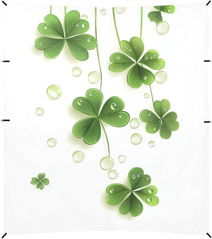 ALAZA St Patrick Day Shamrock Leaves and Glossy Drops Beach Tent Sun Shelter Portable Canopy Sunshade for Outdoor Camping Picnics Backyard Fun 10x9 ft