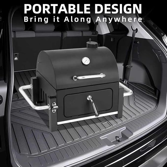 Portable Charcoal Grill Tabletop Outdoor Barbecue Smoker Small BBQ Grill for Outdoor Cooking Backyard Camping Picnics Beach by DNKMOR