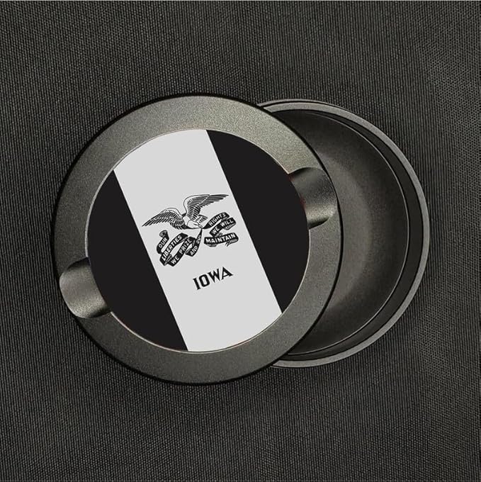 Buzz &amp Heaters Metal Container for Zyn | Metal Holder for Zyn | Metal Can for Zyn | Metal Container for Zyn Holder | Metal Pouch Cans for Zyn | USA State Flags | American Flags | Iowa