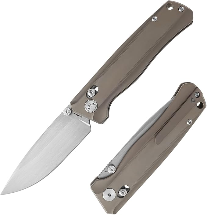 CMB Braveman EDC Knife Folding Pocket knife with Clip for Men and Women Crossbar Lock Knife with S35VN Steel Blade Titanium Handle for Outdoors Camping Hiking-CMB-17 (CMB-17G)
