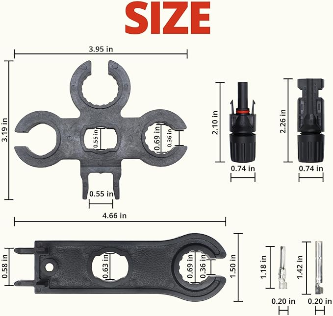 MC-4 Connector kit Solar Cable Connector kit 6 Pairs of Solar Connectors 2 Spanner Wrenches and a Wire Crimper Photovoltaic System Connector kit for Solar Panel Cable Assembly