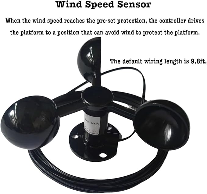 Dual Axis Solar Tracker Controller Automatic Sun Tracking Controller Solar Panel Solar Tracking System Control Kit with Sunlight Sensor Wind Speed Sensor 2 Limit Sensor Remote Control