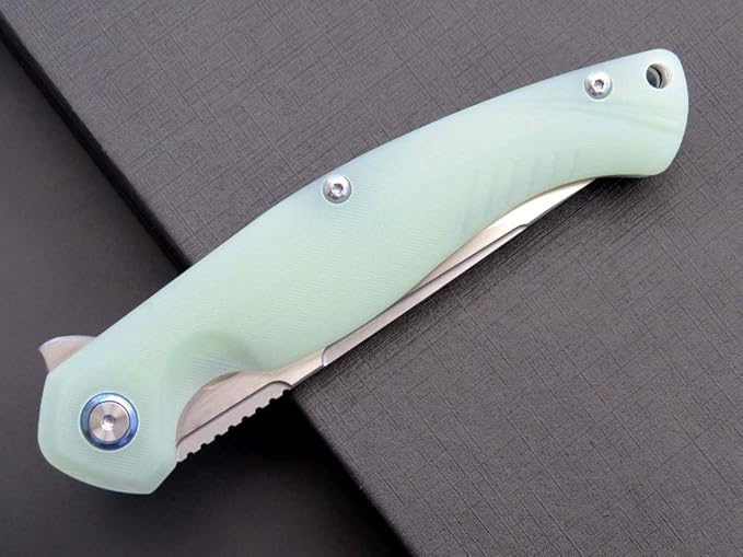 Eafengrow EF953 Pocket Folding Knife G10 Handle D2 BladeEDC Tool Knife for Outdoor Camping Hiking (Jade)