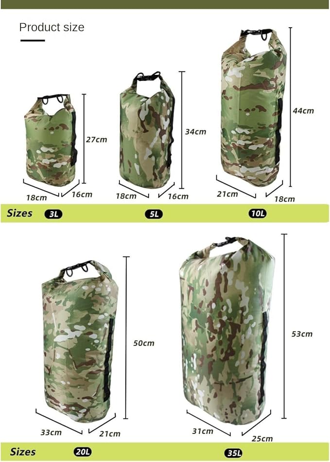 Camouflage Waterproof Dry Bag Portable Waterproof Bag Waterproof Storage Bag Rafting Bag Floating Dry Backpack for Kayaking Rafting Boating Swimming Fishing Hiking (10L)