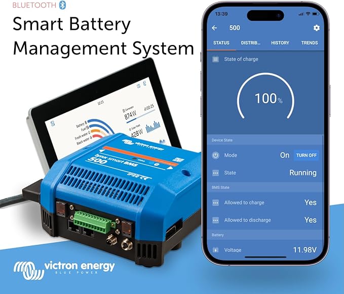 Victron Energy Lynx Smart BMS 500 M8 – Battery Management System for Smart Lithium Batteries Bluetooth Monitoring 500A Shunt Pre-Charge Contactor Blue