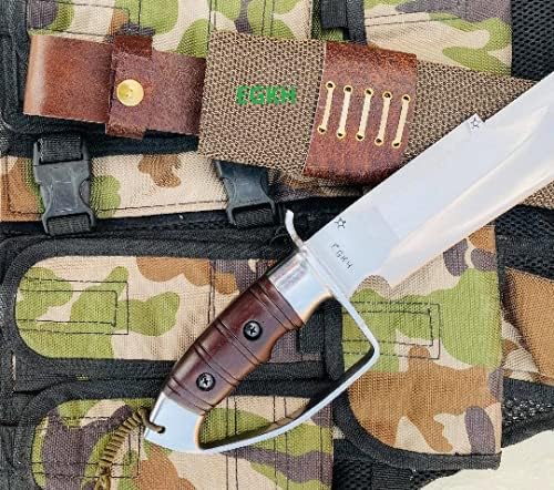 14 Custom D-Guard Hunting Predator Full Tang Knife - Hand Forged from 5160 Carbon Steel - Rosewood Handle - Ready to Use