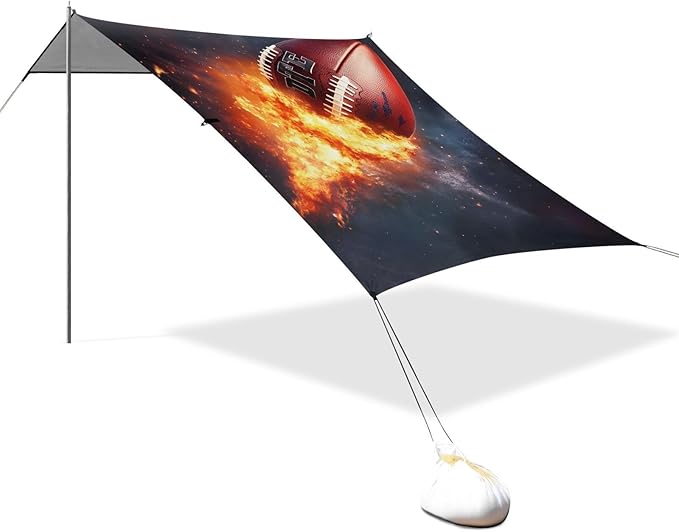 ALAZA Rugby Fire Beach Tent Sun Shelter Portable Canopy Sunshade for Outdoor Camping Picnics Backyard Fun 10x9 ft