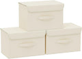 Fabric Storage Bins Cube Organizers with Flip-Top Lid and HandlesStorage Boxes for Organizing HomeOfficeand ClosetBeige3 Pack 15 x 9.8 x 9.8 in