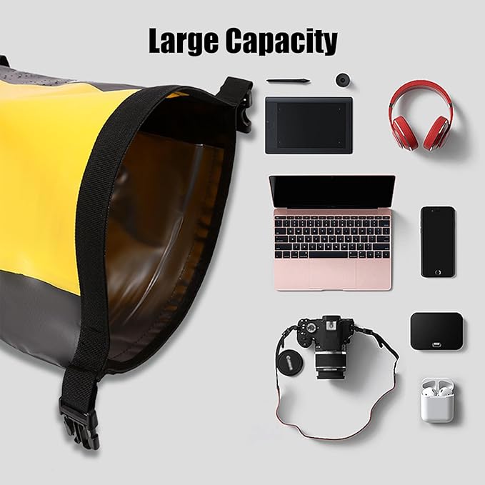 Dry Bags Waterproof Backpack for Women Men 25L Roll Top Floating Bag for Kayaking Hiking Fishing Camping Beach (Yellow)