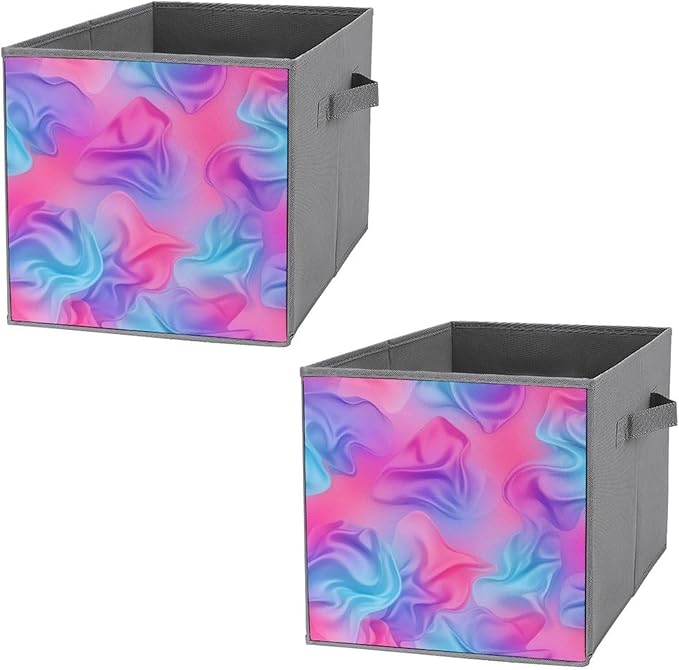 Large Capacity Storage Boxes Purple Rainbow Bisexual Pride Flag Art Foldable Organizer Baskets with Handles Clever Storage Solution for Home