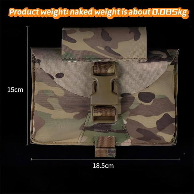 Quick Release Tactical Pouch MOLLE Compatible Waist Bag Multi-Functional First Aid Kit Nylon Fabric 15×18.5cm Lightweight 0.085kg