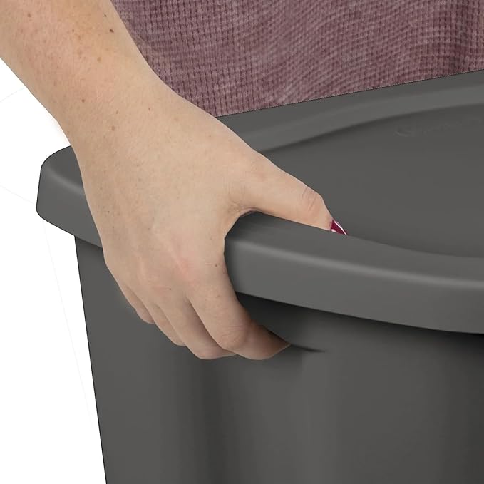 8 Pack 18 Gallon Plastic Storage Bins &amp Totes Stackable with Snap-On Lids for Home Garage Closet Basement Organization Containers (Gray)