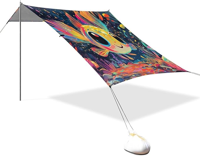 Cute Guppy2 Foldable Beach Cabana UPF50 Waterproof Shade Sun Shelter with Carrying Bag for Camping Picnics Backyard