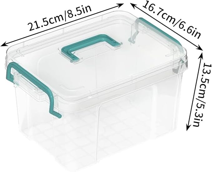 Set of 7 Pack Stackable Storage Bins with Handle Clear Plastic Container BoxPerfects for Snacks Tools CosmeticsToysGadgets Organizer (Set of 7 -Random Color)