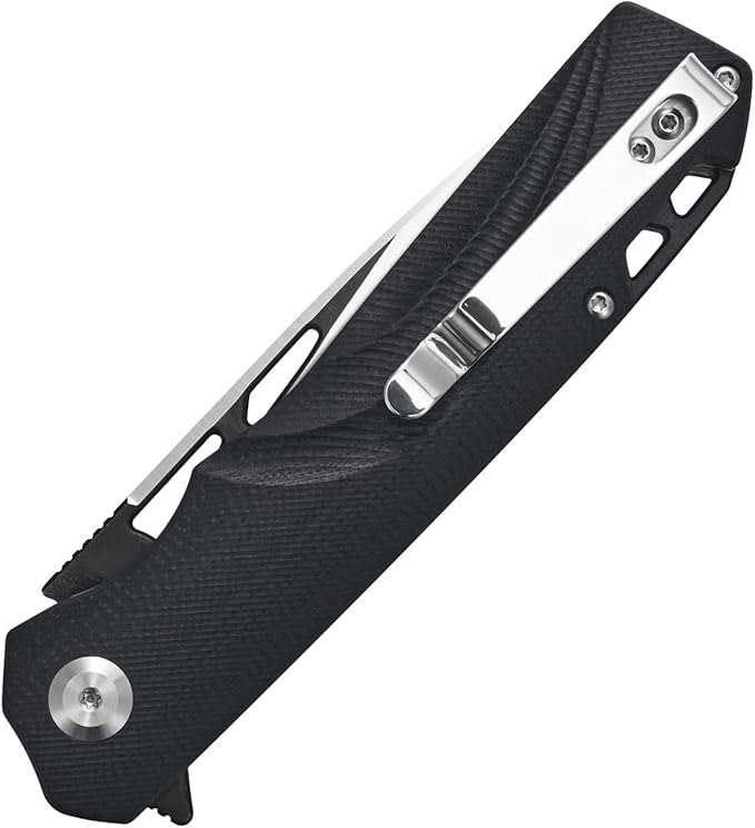 Sitivien ST141 Folding KnifeD2 Steel Blade G10 Handle Pocket Knife EDC Tool Knife for Survival Hiking Camping Fishing(Black)