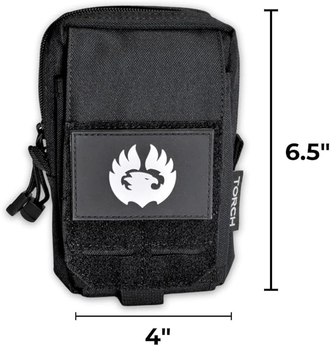 Torch Molle Admin Pouch EDC Waist Pack Phone Holder Tactical Tool Holster Gadget Organizer Utility Pocket (Black)