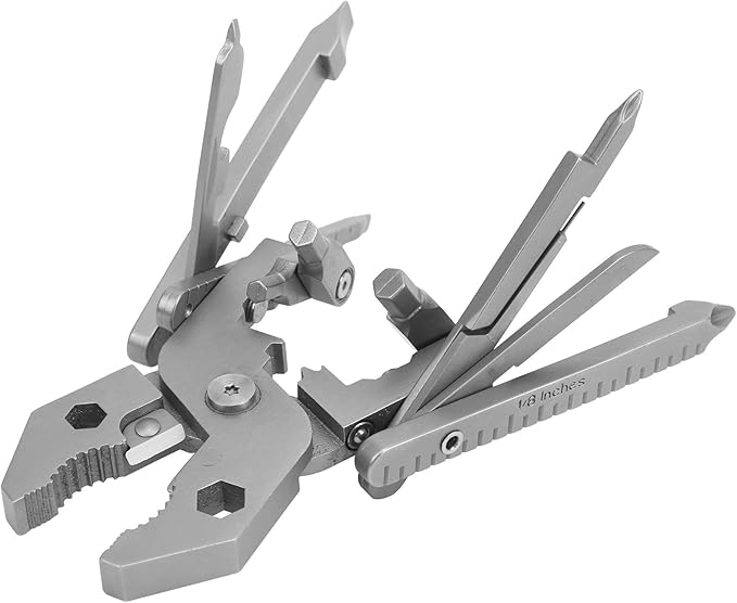 25 in 1 Multi Functional Foldable Pliers Kit Made of Durable 420 Stainless Steel Includes Knife Wrench excellent for Outdoor Adventures like Camping Picnic Fish