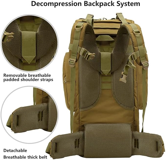 Tactical Backpack Military Molle Hiking 56-75L Hiking sports camouflage tactical outdoor hiking bag khaki