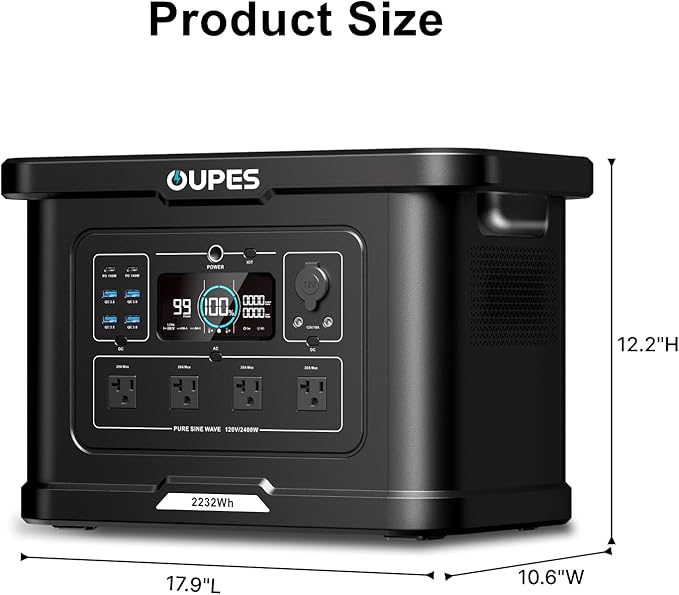 OUPES Exodus 2400 Solar Generator with 100W Panels LiFePO4 Power Station for Camping RVs Home Backup &amp Off-Grid Adventures