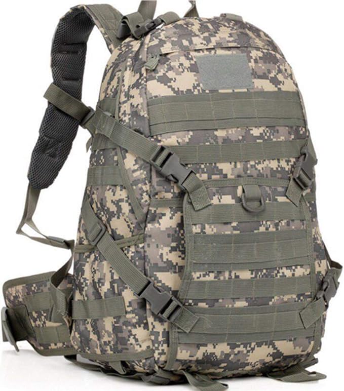 Outdoor Sports Pack Hiking Bag Tactical Rucksack Camo Knapsack Combat Camouflage Tactical Molle 40L Backpack - ACU