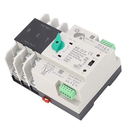 3P 110VPower Automatic Transfer Switch 100A Din Rail Type Mini ATS Backup Emergency Power Electrical Selector Generator Changeover Switch