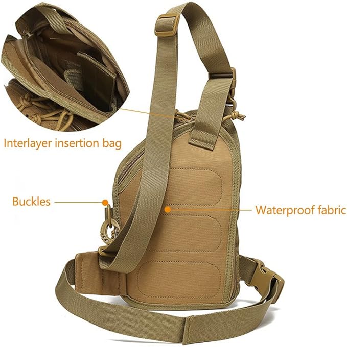 Tactical Shoulder Sling Bag Outdoor Military Small Crossbody Chest Pack Sling Daypack for Men Traveling Trekking Camping Fishing (Black)