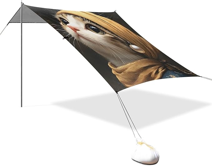 ALAZA Cute Cat Earrings Beach Tent Sun Shelter Portable Canopy Sunshade for Outdoor Camping Picnics Backyard Fun 10x9 ft