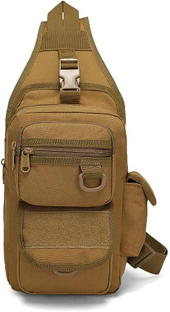 Tactical Backpack Waterproof Military Cross-body Molle Sling Shoulder Backpack Chest Bag for Outdoor Every Day Carry (Mud Color)