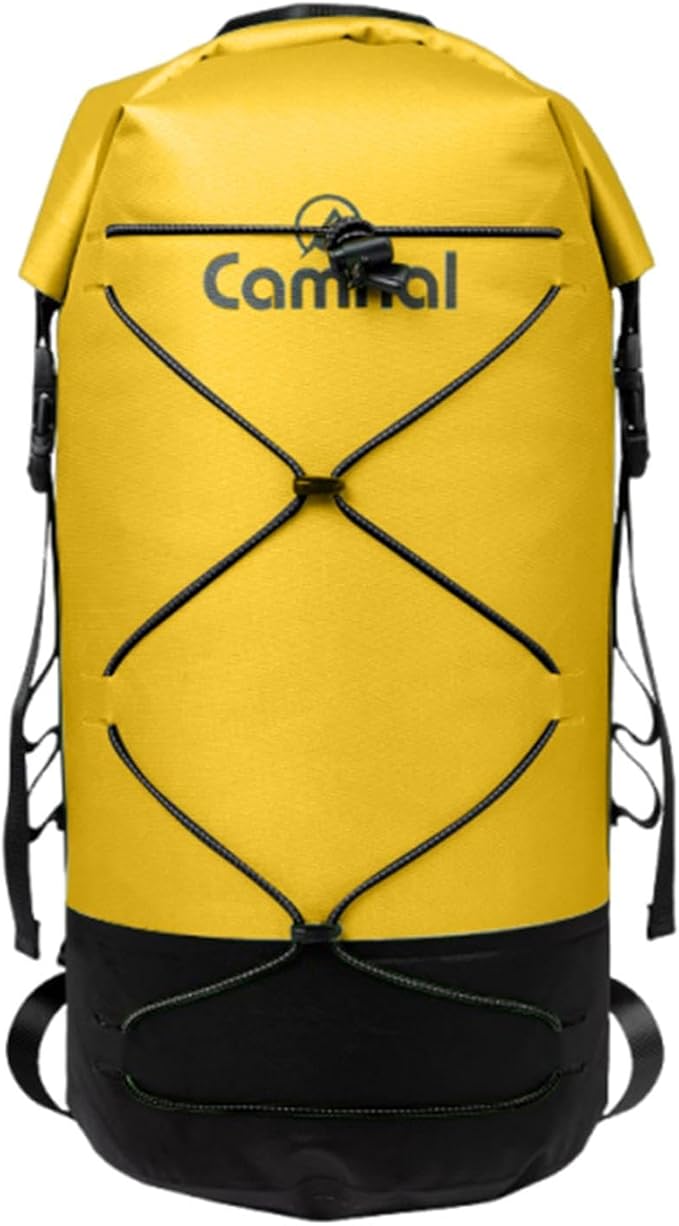 pistro 20L Waterproof Dry Backpack for Hiking Camping Boating with Wet Dry Separation Floating Dry Bag- Yellow