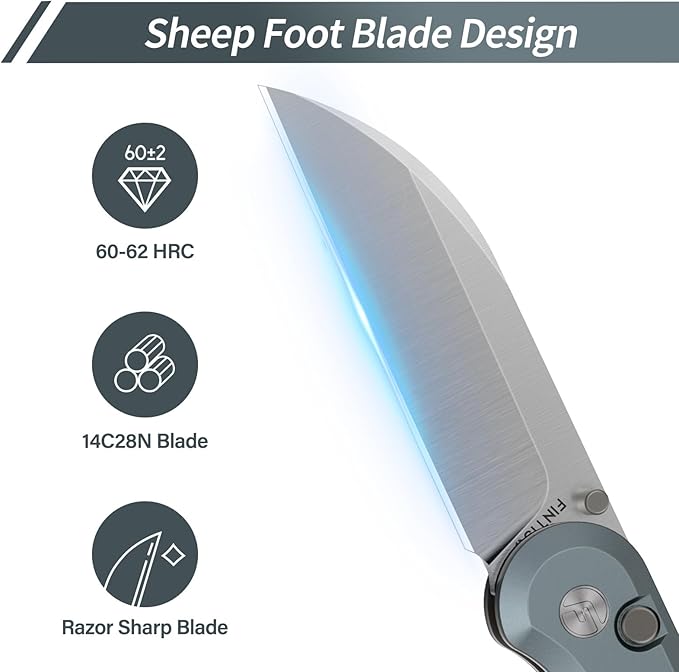 FINTISO Pocket Knife 3 14C28N Blade EDC Knife with Aluminum Alloy Handle Folding Knife with Pocket Clip for Outdoor Camping Hunting Hiking Survival Parrot Series