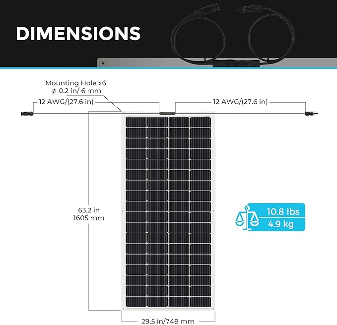 Renogy Solar Panels 200 Watt 12V Flexible Solar Panel 200W 22% High-Efficiency 240° Ultra Lightweight Solar Panels for Marine RV Cabin Van Car Boat Camping Curve Surfaces